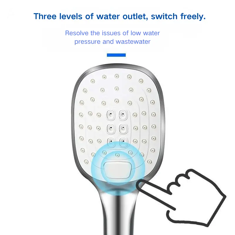 Douche à main à bouton poussoir de placage chromé de conception moderne